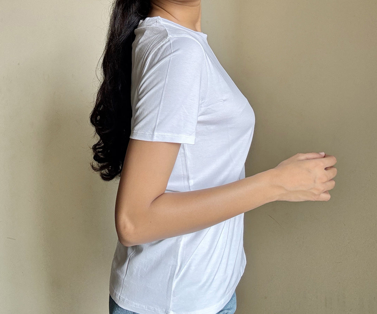 Bamboo T-shirt for women – classic regular fit with self-collar, available in sizes XS to XL