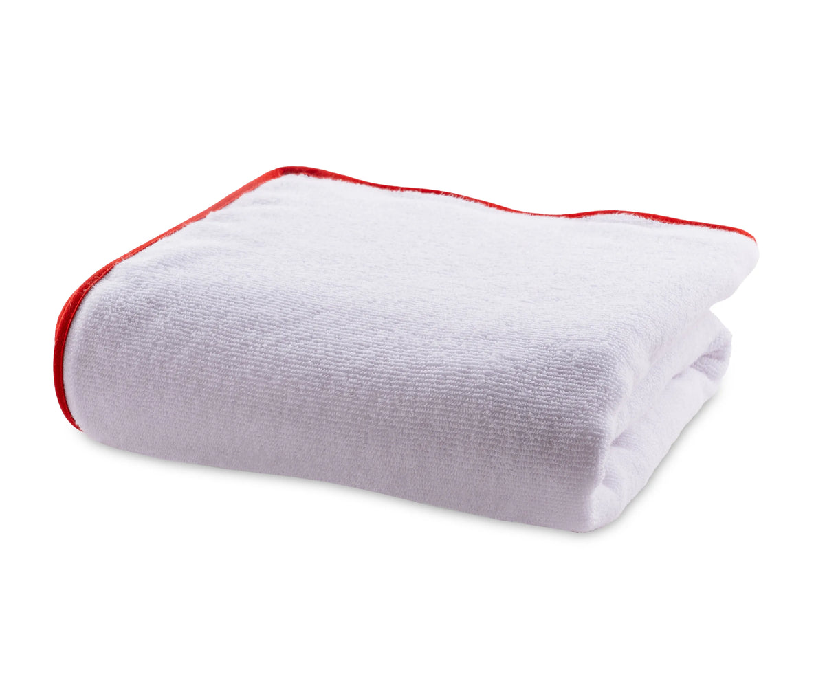 White cotton bath towel with red border – 100% cotton, 30x60"