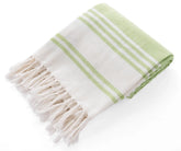Set of six striped Turkish cotton towels in assorted colors with tassel edges