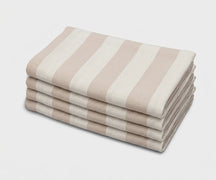 Beige Cabana Stripe Napkins, Reusable Cloth Napkins for Holiday Hosting, Brunches