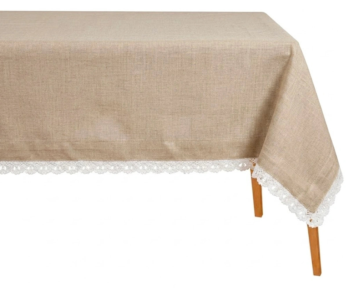 Beige cotton lace tablecloth elegant home decor