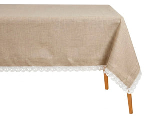 Beige cotton lace tablecloth elegant home decor
