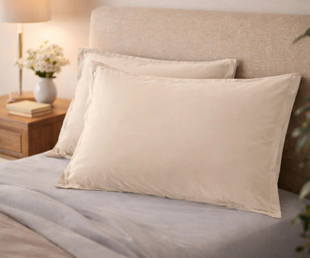 luxury beige cotton pillow covers soft breathable decorative pillowcases for modern bedroom bedding