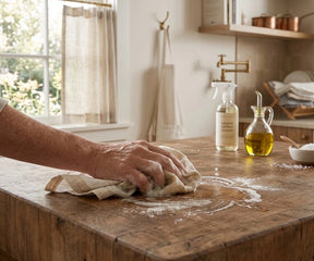 Beige Italian stripe linen kitchen towels set of 2 soft absorbent eco friendly tea towels for neutral kitchens