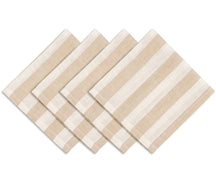 Beige Striped Napkins, Reusable Cotton Linen Table Linens for Rustic Dining Rooms and Family Gatherings.