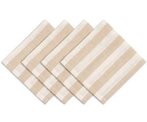 Beige Striped Napkins, Reusable Cotton Linen Table Linens for Rustic Dining Rooms and Family Gatherings.