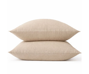 Beige Cotton Pillow Case Set – Natural Solid Pillow Covers