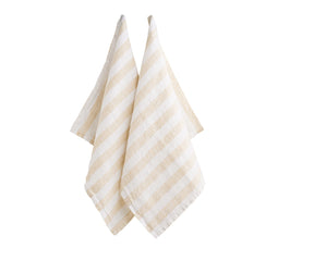 Beige striped linen tea towels hanging reusable eco friendly linen kitchen dish towels italian linen kitchen towels