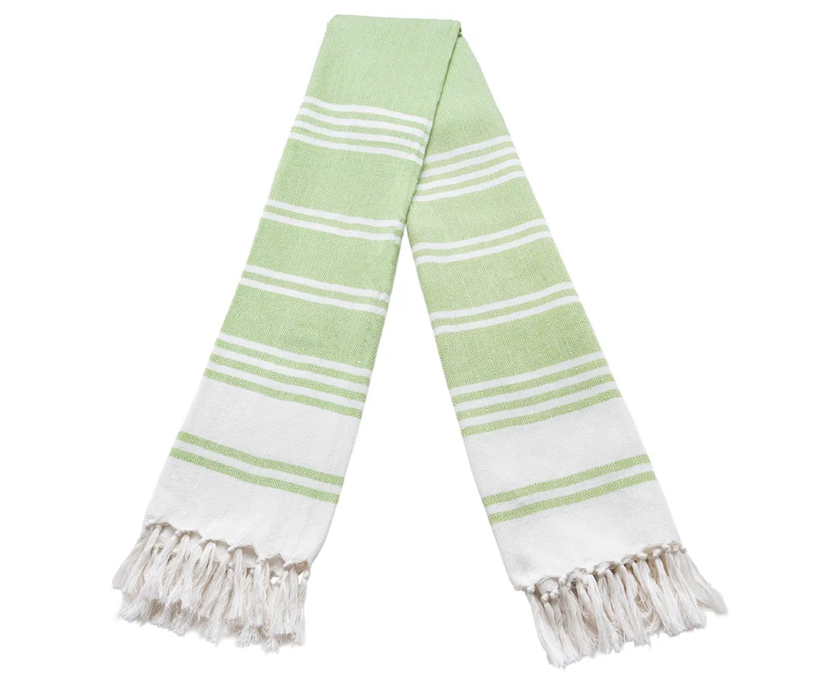 Oversized lightweight Turkish towels in sage green, navy, grey, aqua, beige, and blue