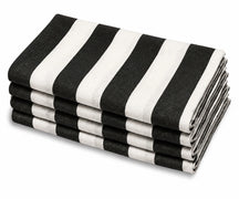 Black cabana striped cloth napkins, reusable and washable cotton dinner napkins for modern farmhouse decor