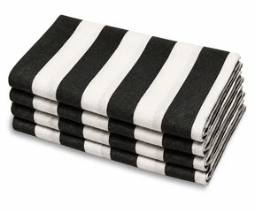 Black cabana striped cloth napkins, reusable and washable cotton dinner napkins for modern farmhouse decor