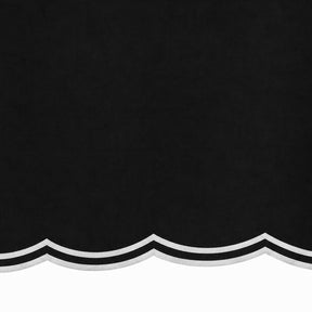 Black round cotton tablecloth with white scalloped edge, elegant 100% cotton table cover for weddings, dinner parties, dining, and special occasions