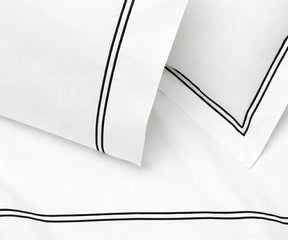 black embroidered flat sheet cotton percale modern black bedding double line stitch hotel style flat sheet