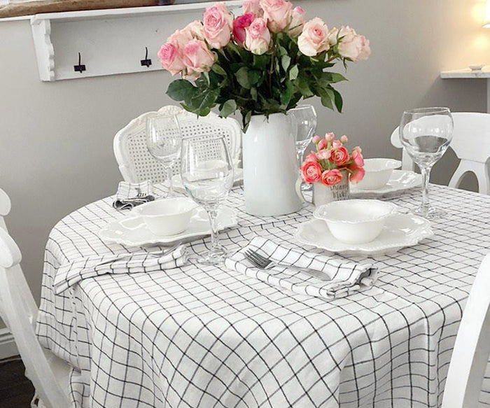 Looking for a black and white striped tablecloth? We offer various tablecloth sizes, including round options.