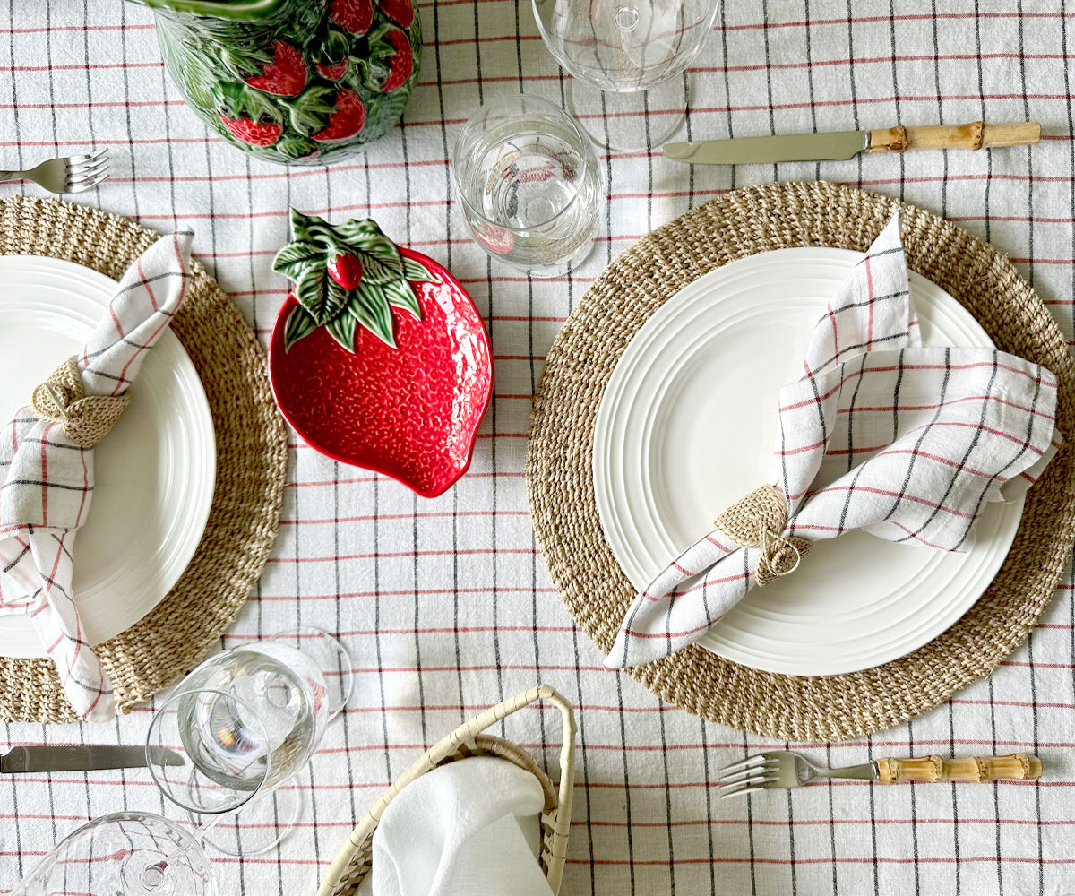 Peruse our variety of black and white stripe tablecloths, encompassing different sizes, including rounds.