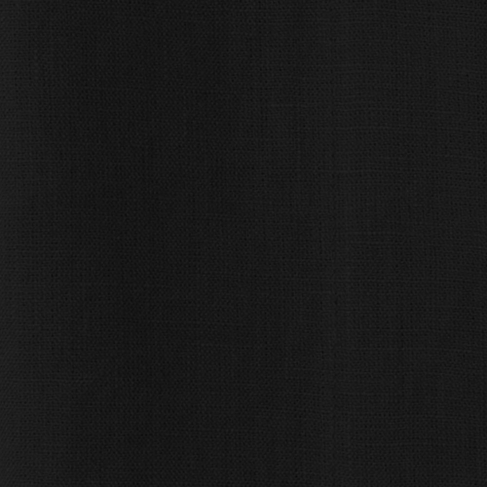 Black cotton curtains panel close-up on curtain rod