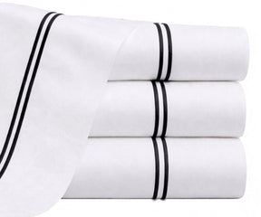 premium black embroidered flat sheet cotton percale breathable smooth luxury black bed sheet