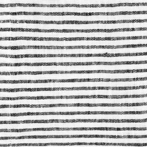 Close-up view of a black and white horizontal striped cotton fabric texture swatch.