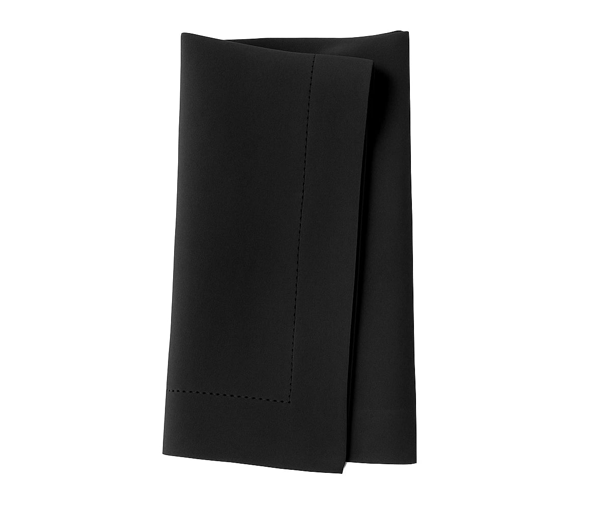Classic black cotton napkin with a smooth texture and durable finish.