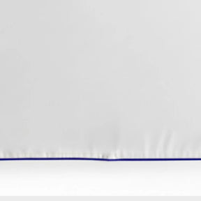 Classic white tablecloth with blue piping edge