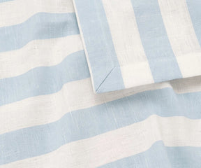 Blue Cabana Stripe Cloth Napkins, Cotton Linen Blend Dinner Napkins for Coastal and Farmhouse Table Decor.
