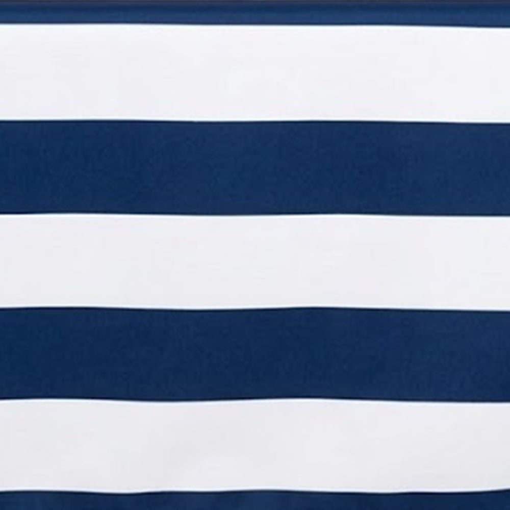 High-contrast navy and white nautical-style stripe pattern on textured cotton fabric for home textiles.