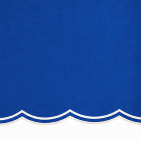 Royal blue round cotton tablecloth with white scalloped edge, 100% cotton table cover for weddings, parties, dining, and special occasions