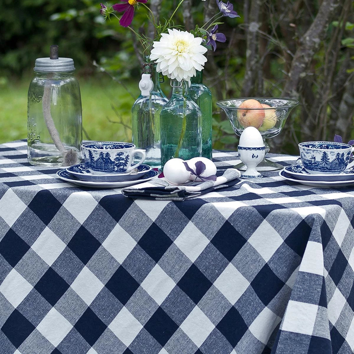 navy blue tablecloth rectangle