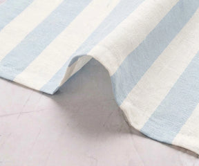 Pale blue cabana stripe napkins, soft texture, ideal for daily meals or special events