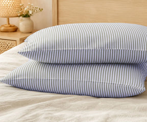 Blue European linen pillowcases set of 2, 100% linen pillow covers, soft blue bedding, breathable prewashed linen pillow shams, modern coastal bedroom decor