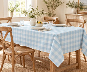 Blue and White Plaid Tablecloth