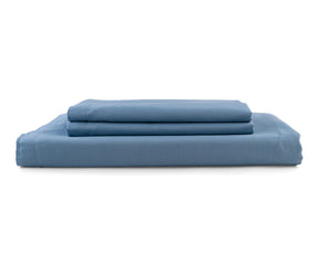 Soft 100% cotton sateen flat sheet in soothing light blue color with silky sheen
