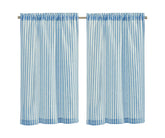 blue cotton linen kitchen curtains