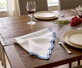 White Napkins With Scalloped Trim