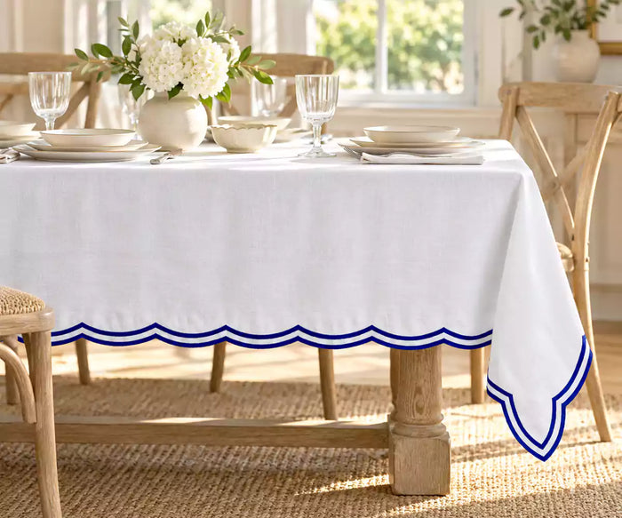 Tablecloth with Blue Embroidery