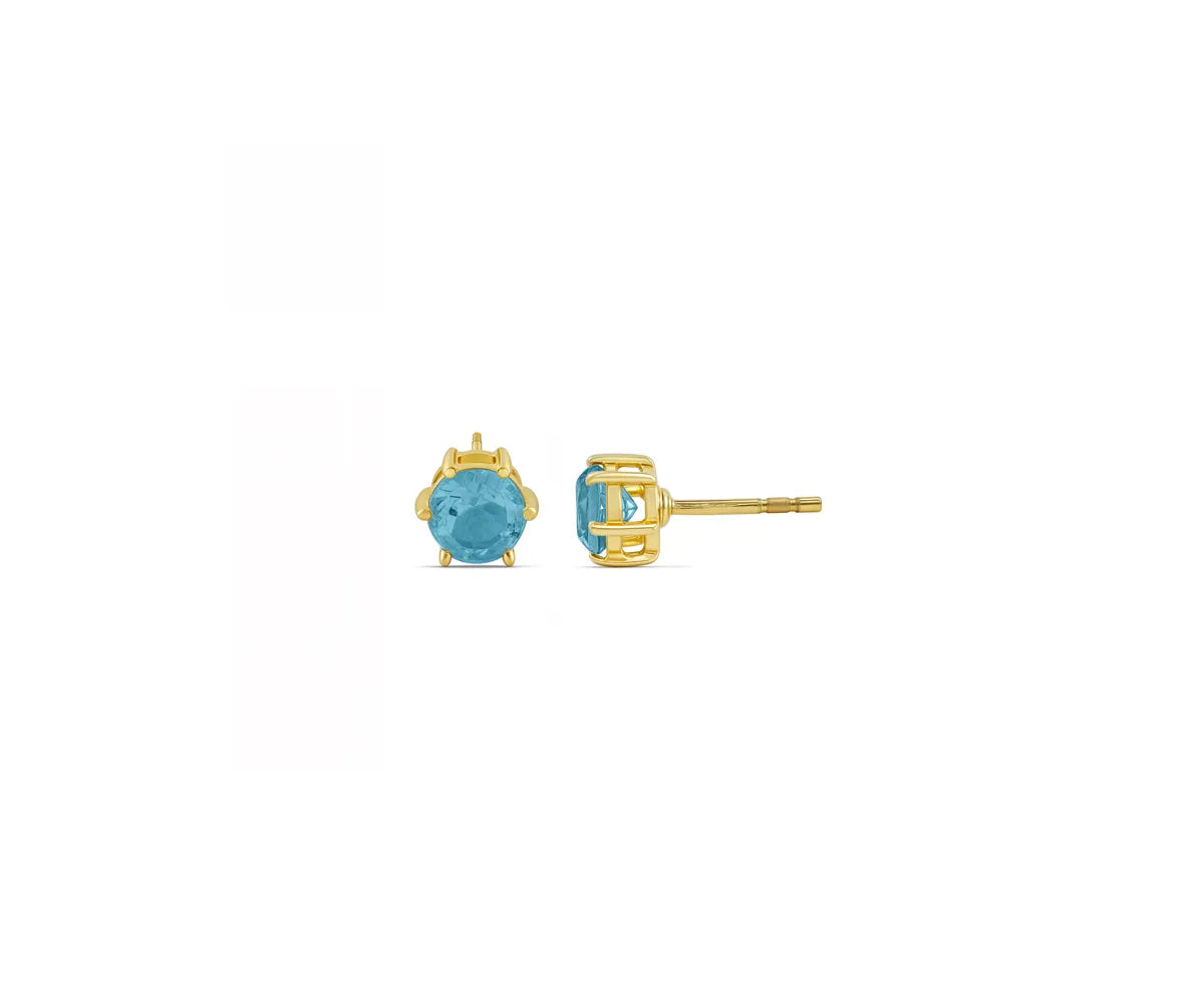 Women's blue topaz stone earrings with secure push-back lock