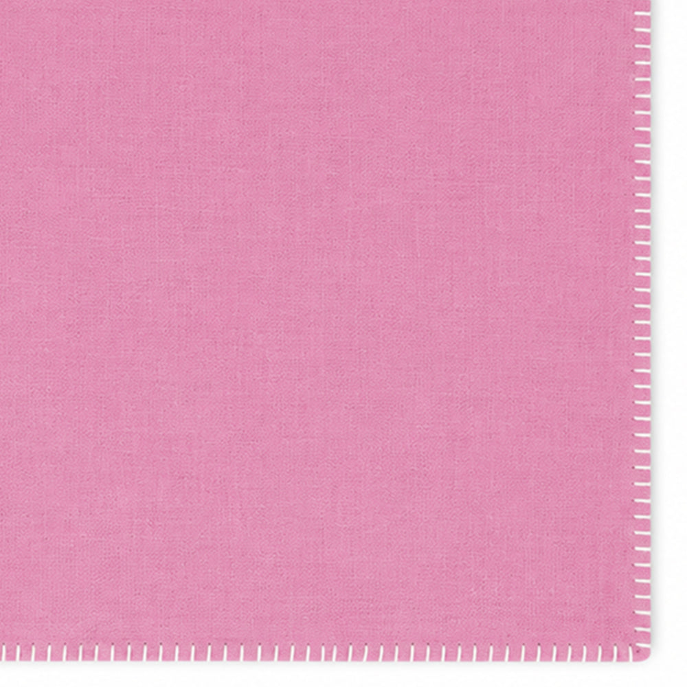 Pink with White Stitch Cotton Dining Table Placemats, reusable whip stitched rectangle placemats for home décor