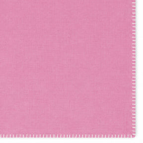 Pink with White Stitch Cotton Dining Table Placemats, reusable whip stitched rectangle placemats for home décor