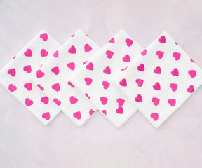 Blush pink heart cotton napkin, elegant romantic table décor for Valentine’s Day dining