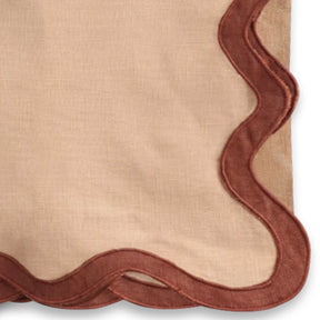 Scallop edge European linen dinner napkin for luxury dining décor