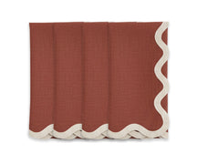 Soft European linen napkin featuring decorative scalloped border