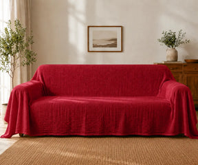 Linen couch cover made from 100% natural linen for stylish furniture protection in living rooms.