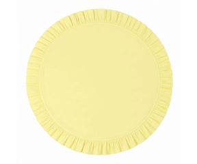Yellow round cotton ruffle placemat, soft fabric table décor