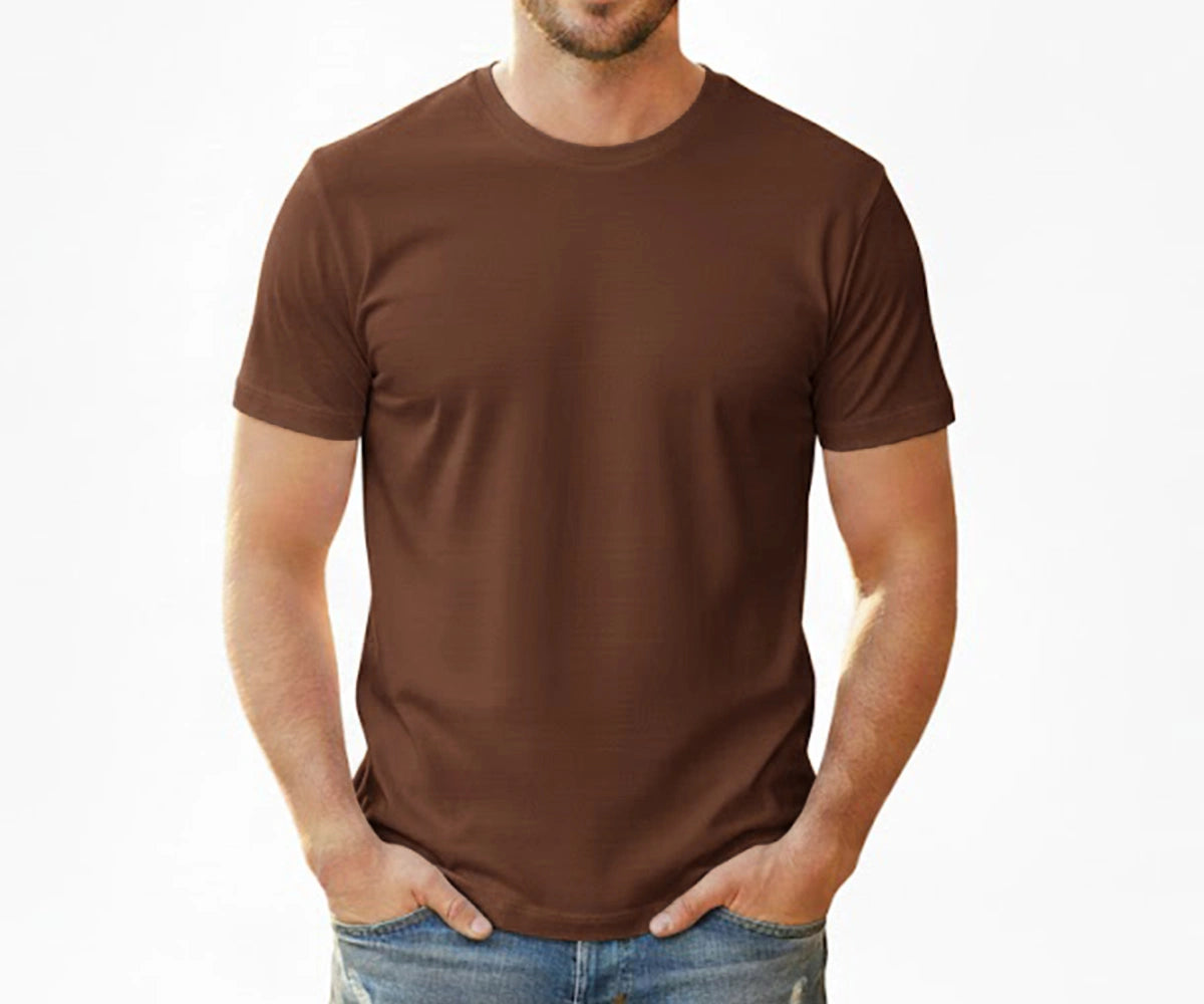 Brown men’s cotton shirt – durable, soft cotton stretch short sleeve shirt for versatile daily styling.