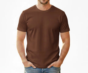 Brown men’s cotton shirt – durable, soft cotton stretch short sleeve shirt for versatile daily styling.