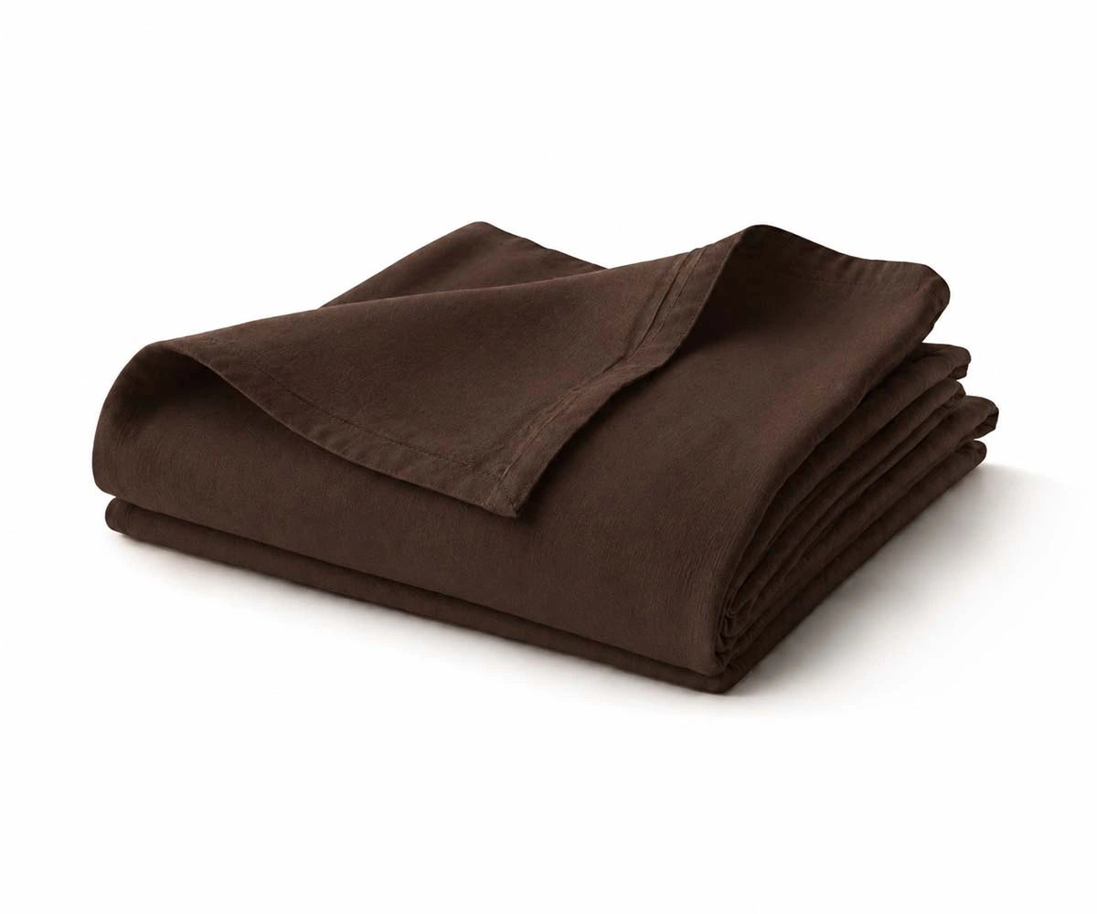 Natural brown linen top sheet woven from 100% linen, offering breathable comfort and effortless everyday bedding style.