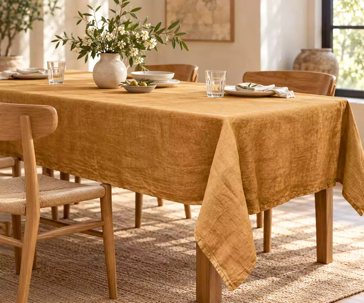 Brown Linen Tablecloth