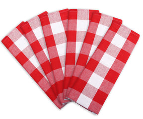 These red and white bar towels are made from a heavy-duty cotton fabric and are perfect for drying glasses or wiping down surfaces.