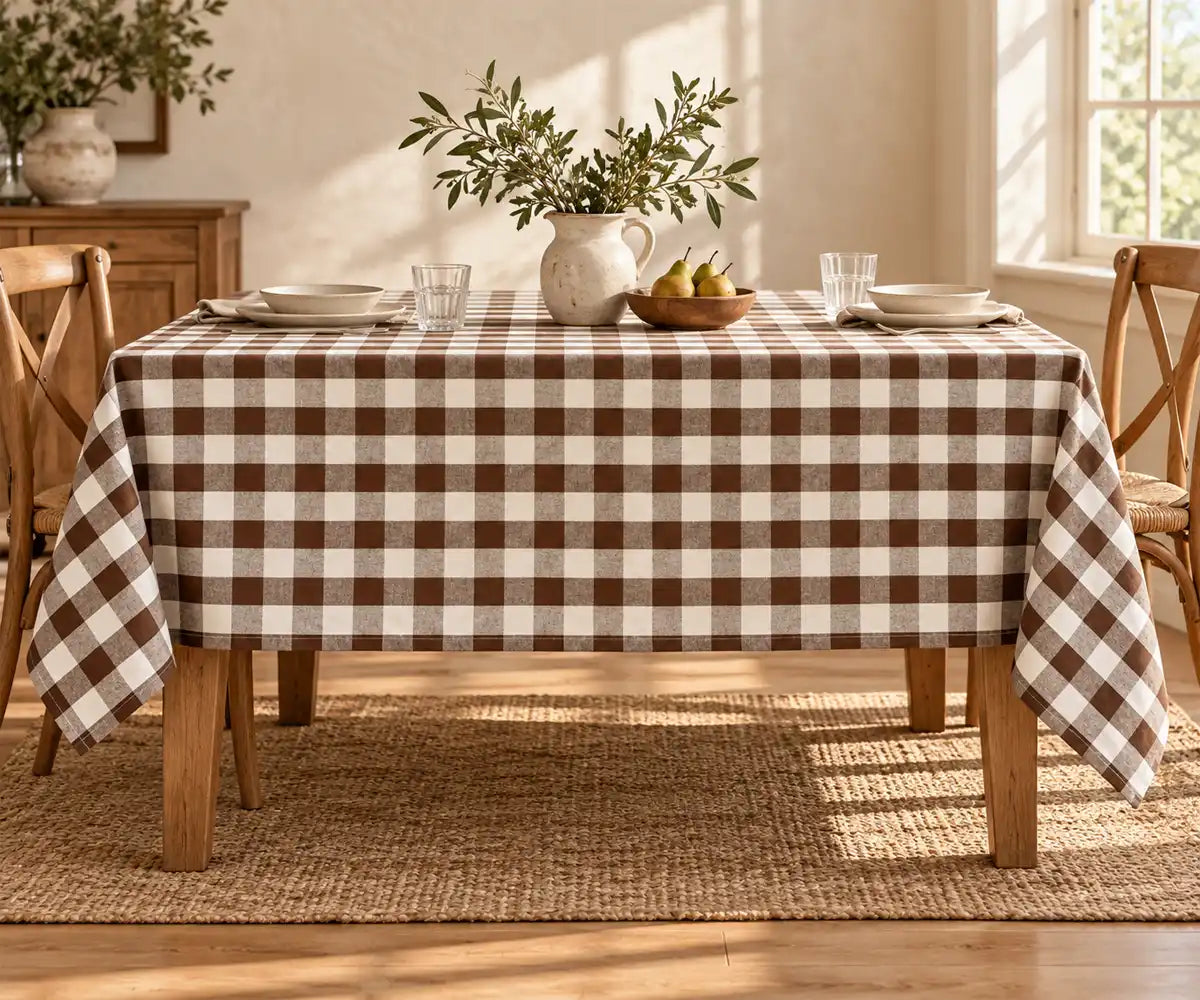 Buffalo Check Tablecloth - Coffee Brown