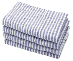 Bulk blue pinstripe linen napkins ideal for event planners seeking cohesive wedding table styling